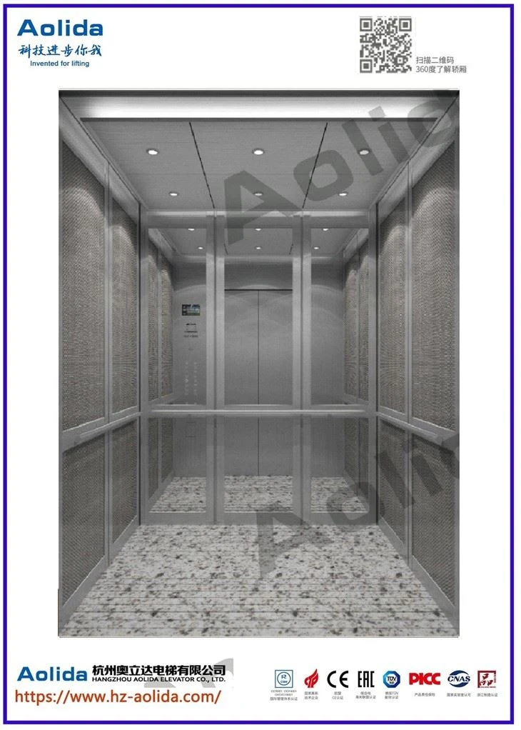 Elevador de lujo con decoración estándar para 6 personas Elevador de pasajeros